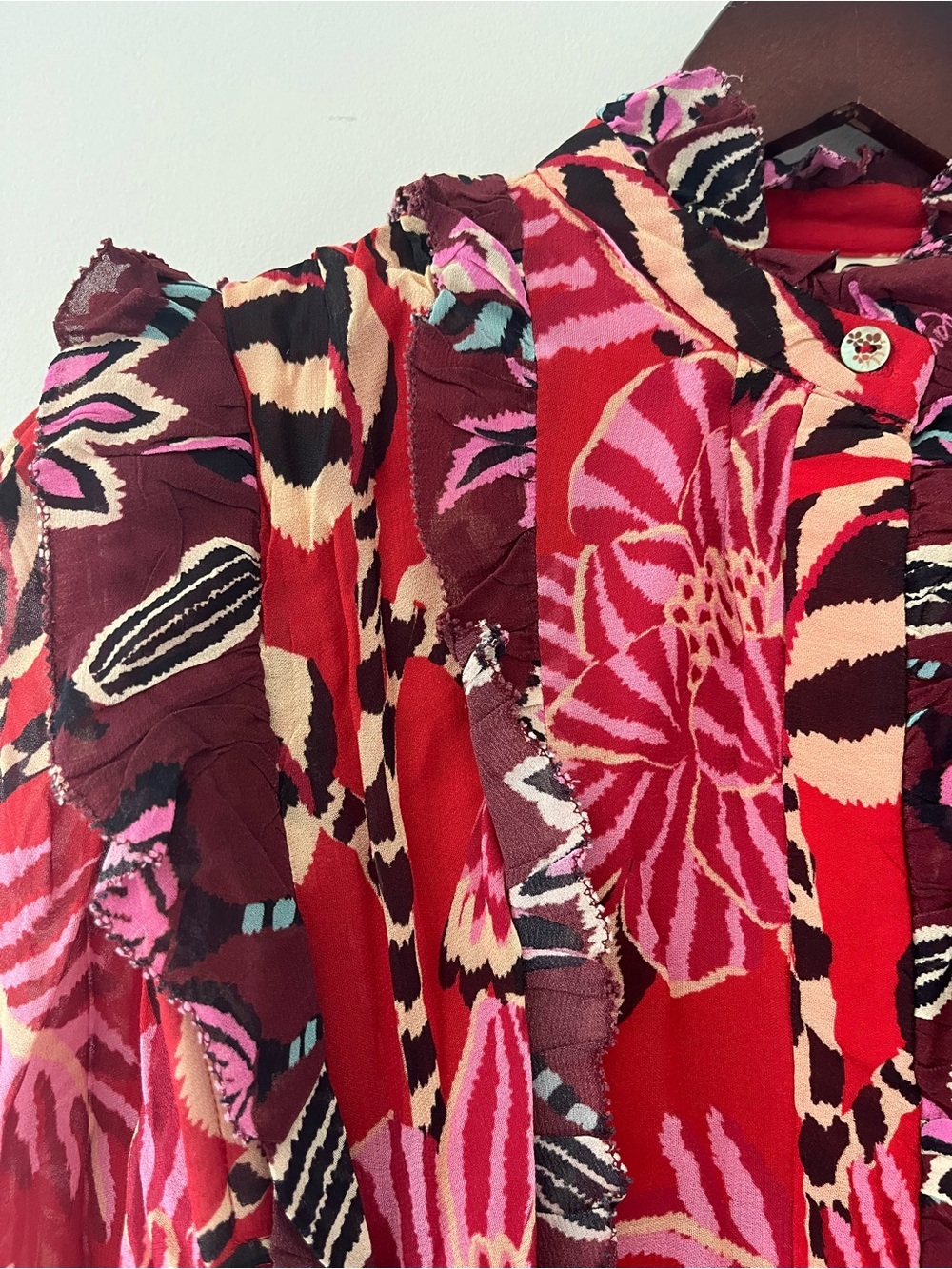 FARM Rio Mixed Floral Ruffled Mini Dress XXS - Picture 3 of 7